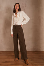 Luna Velvet Trousers - Khaki