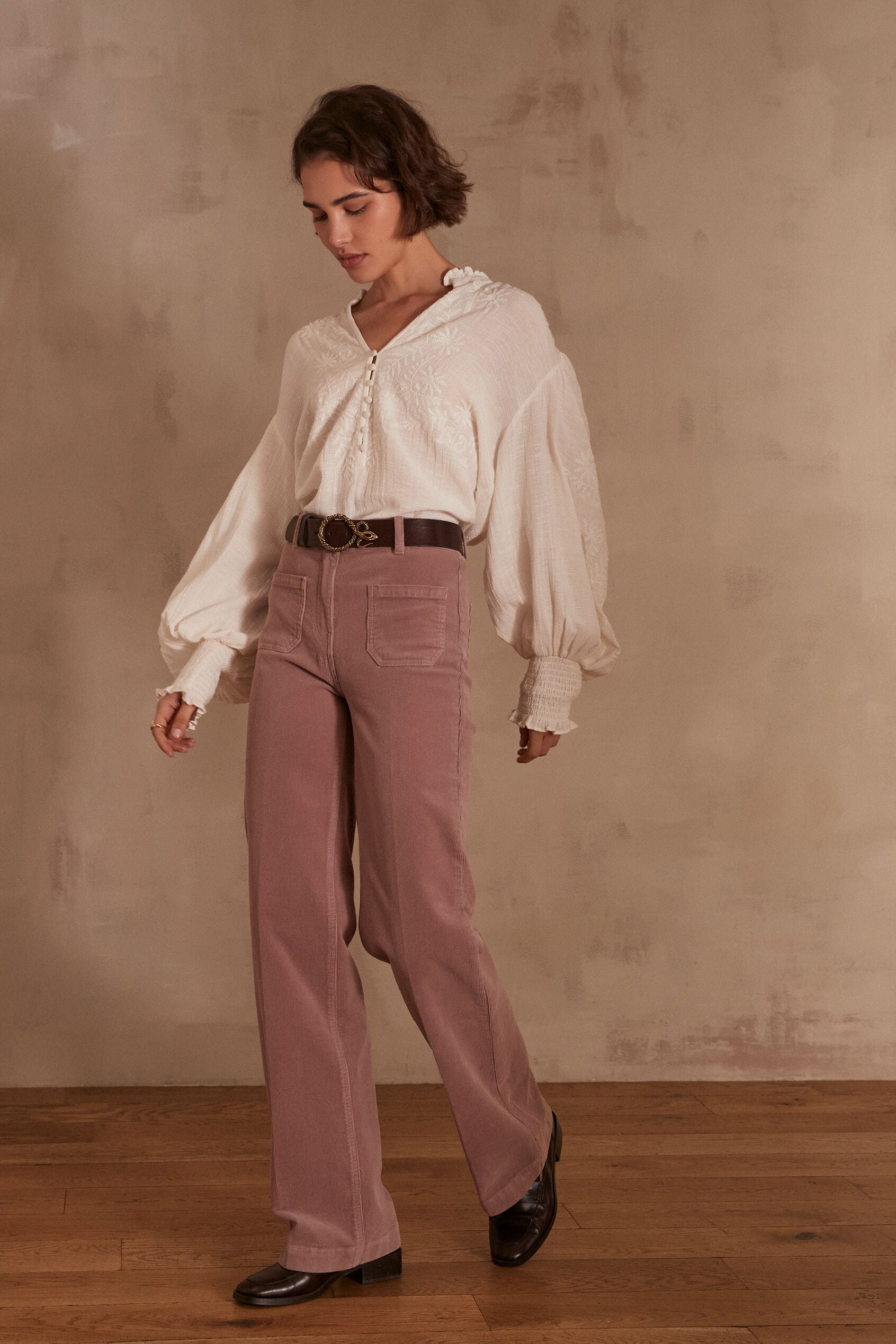 Pantalon Luna Velours - Rose Foncé
