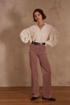 Pantalon Luna Velours - Rose Foncé