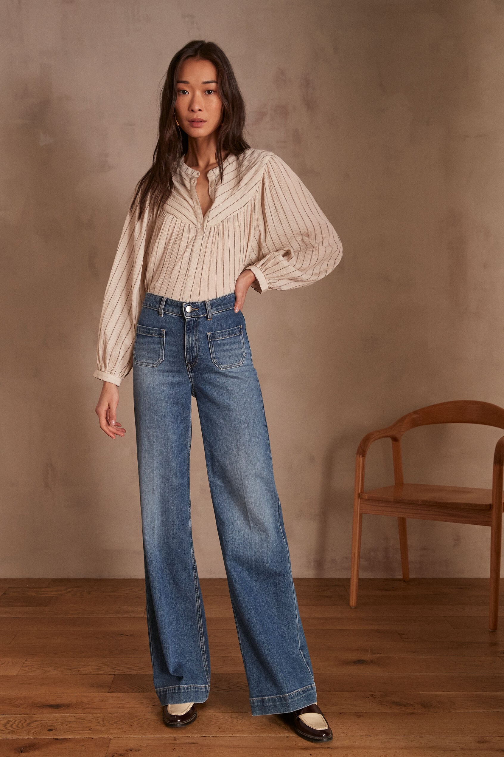 Pantalon Luna Large Denm - Délavé Clair