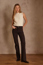 Lola Overdyed Flare Trousers - Dark Brown