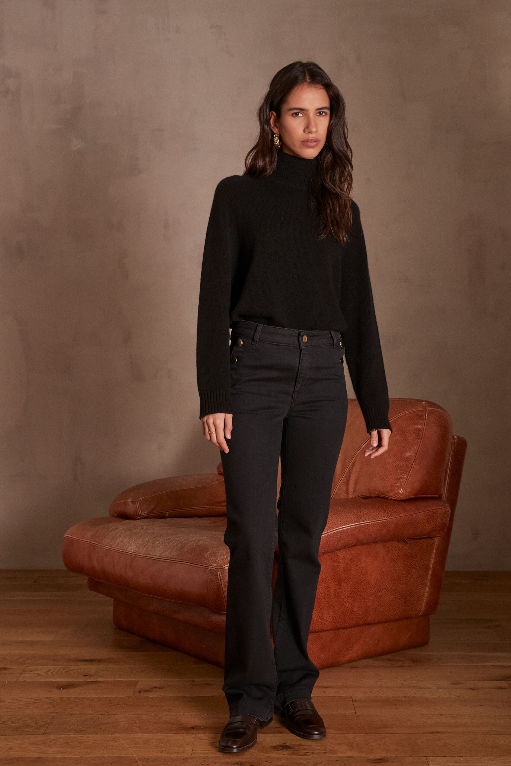 Ninon Denim Trousers - Black
