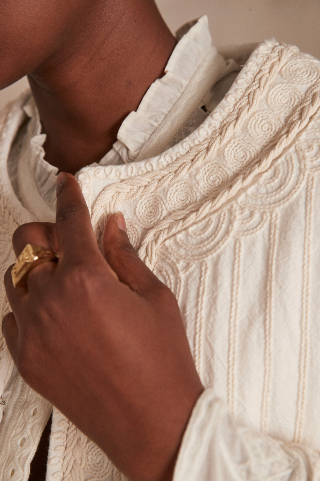 Sarah Embroidered Jacket - Natural