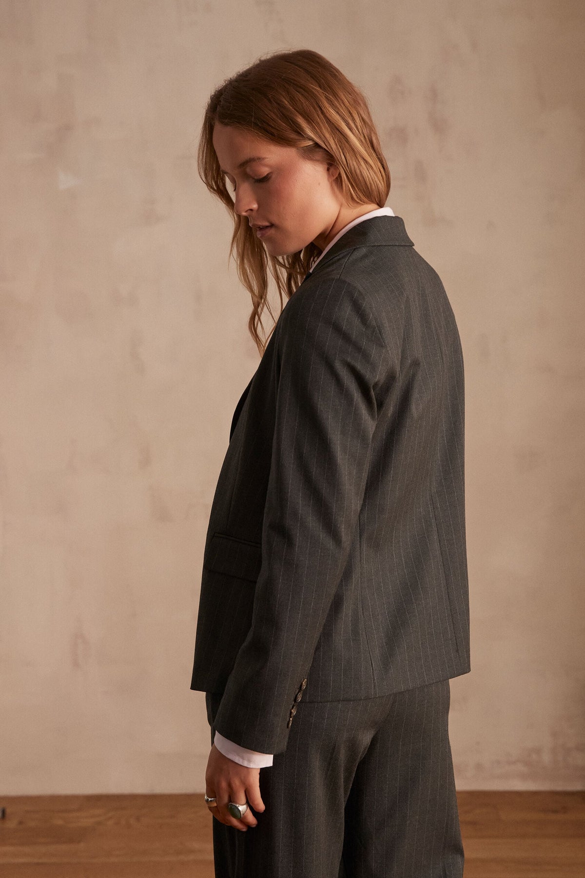 Simone Pinstriped Suit - Charcoal