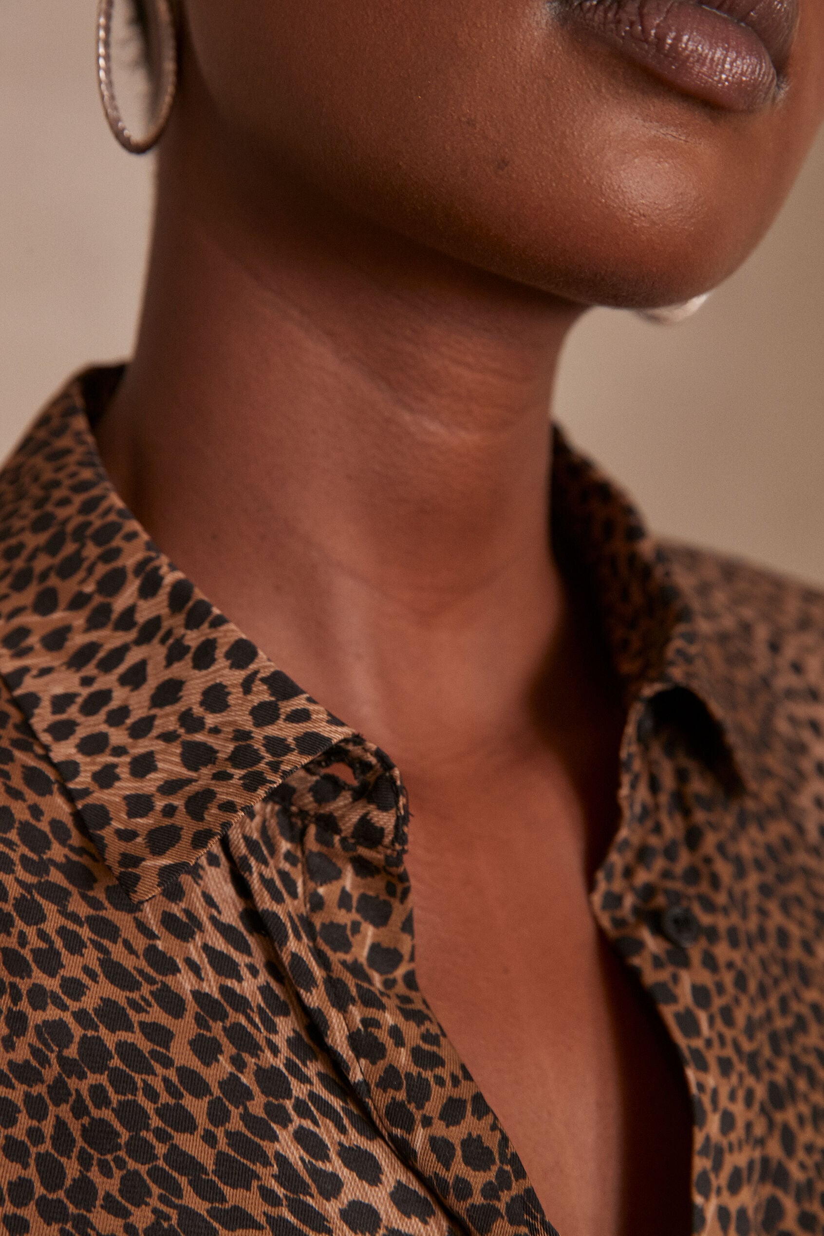 Carla Animal Print Blouse - Beige