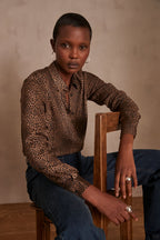 Carla Animal Print Blouse - Beige