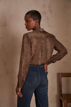 Carla Animal Print Blouse - Beige