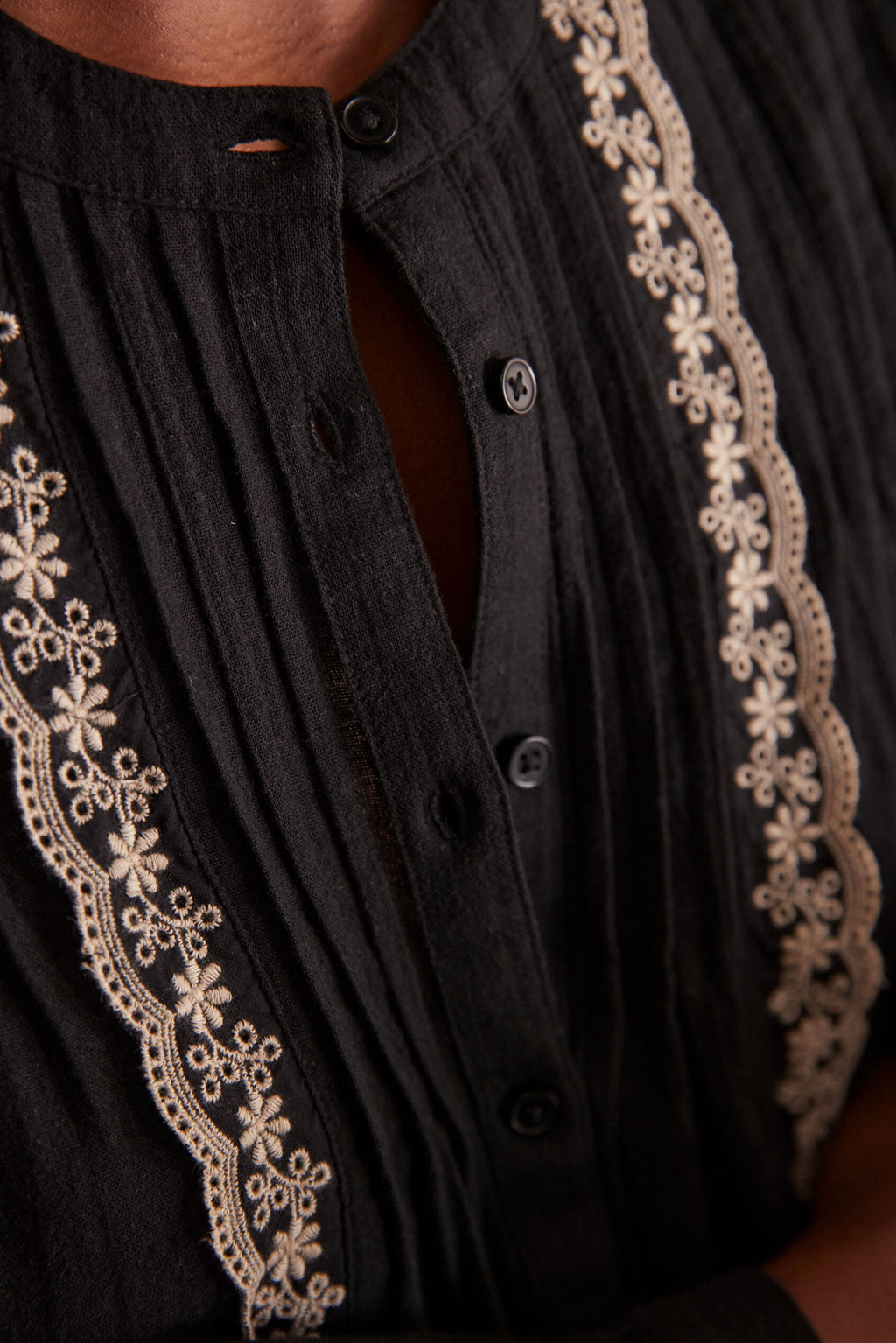 Phoebe Embroidered Blouse - Black