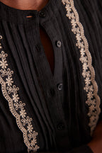 Phoebe Embroidered Blouse - Black