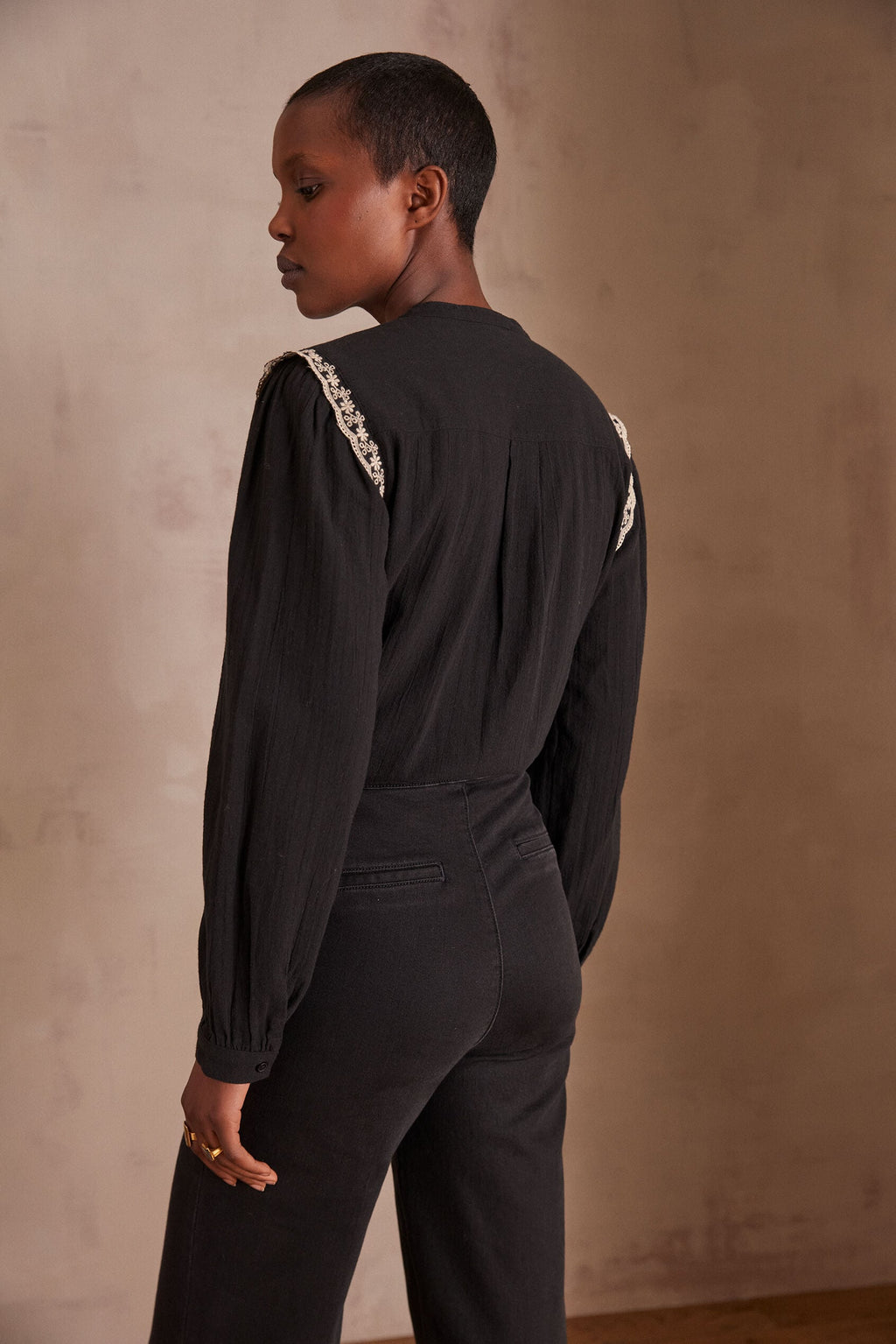Phoebe Embroidered Blouse - Black