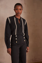 Phoebe Embroidered Blouse - Black