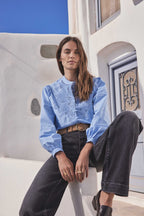 Paloma Embroidered Blouse - Sky Blue