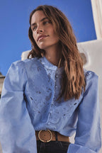 Paloma Embroidered Blouse - Sky Blue