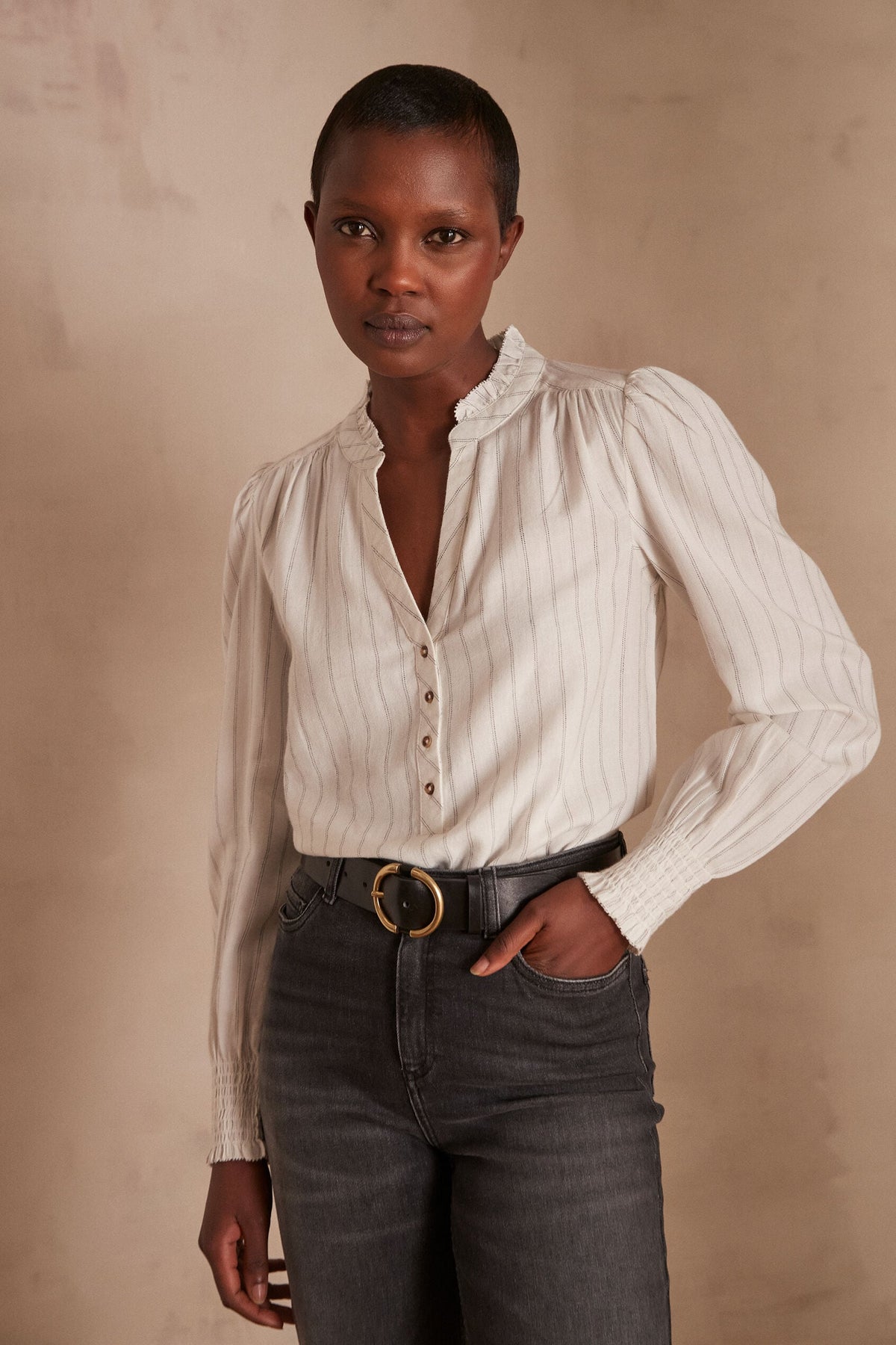 Briane Striped Blouse - Ecru