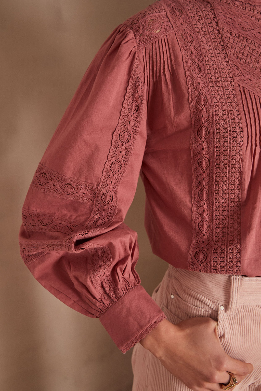 Calixte Embroidered Blouse - Dark Pink