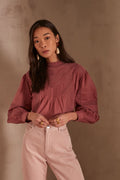 Calixte Embroidered Blouse - Dark Pink
