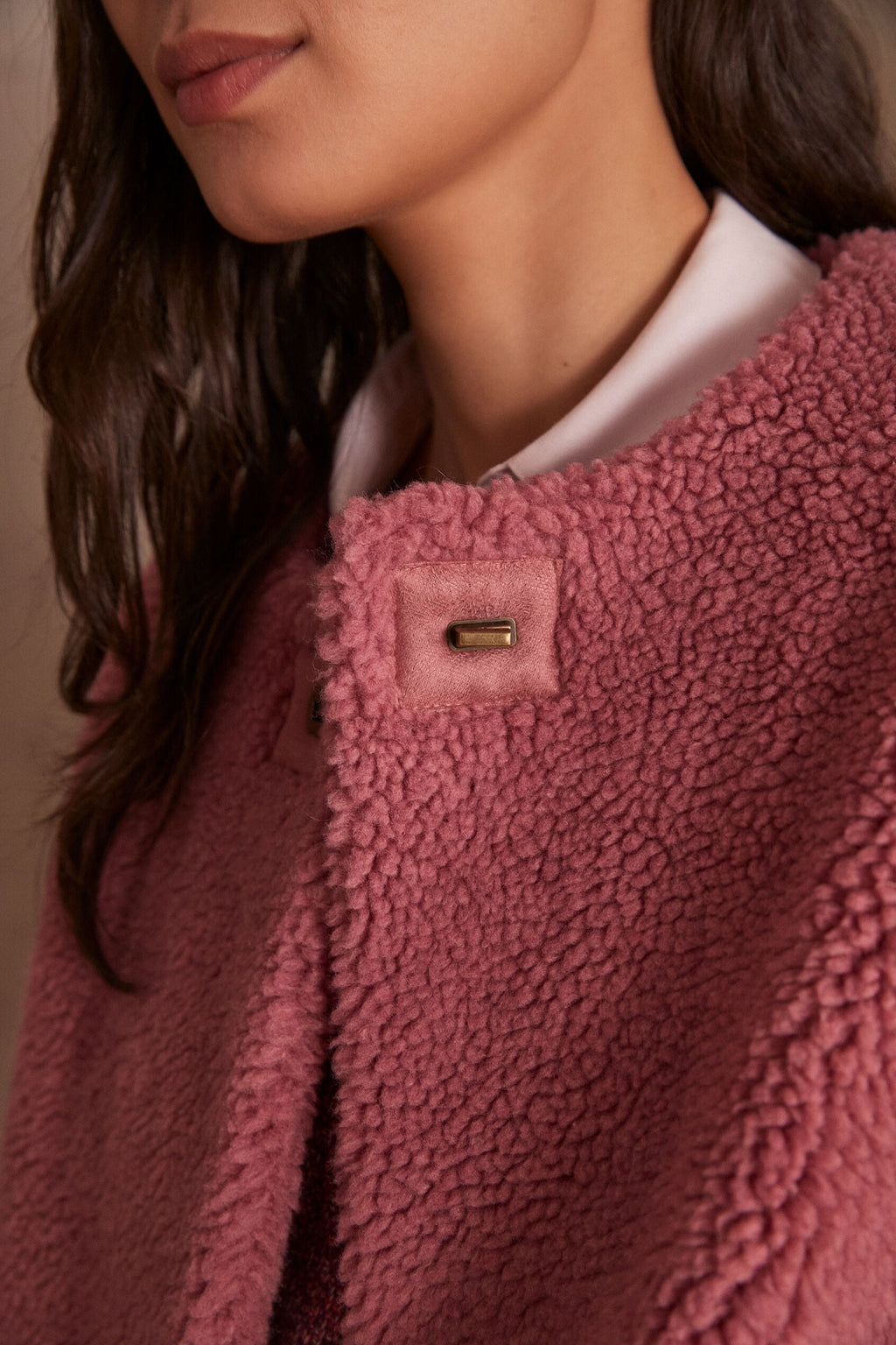 Sharon Bouclé Cardigan - Dark Pink