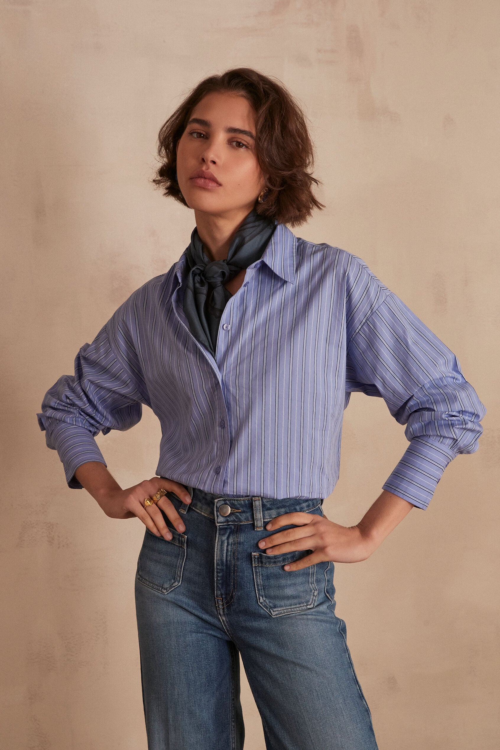 Pétronille Striped Blouse - Sky Blue
