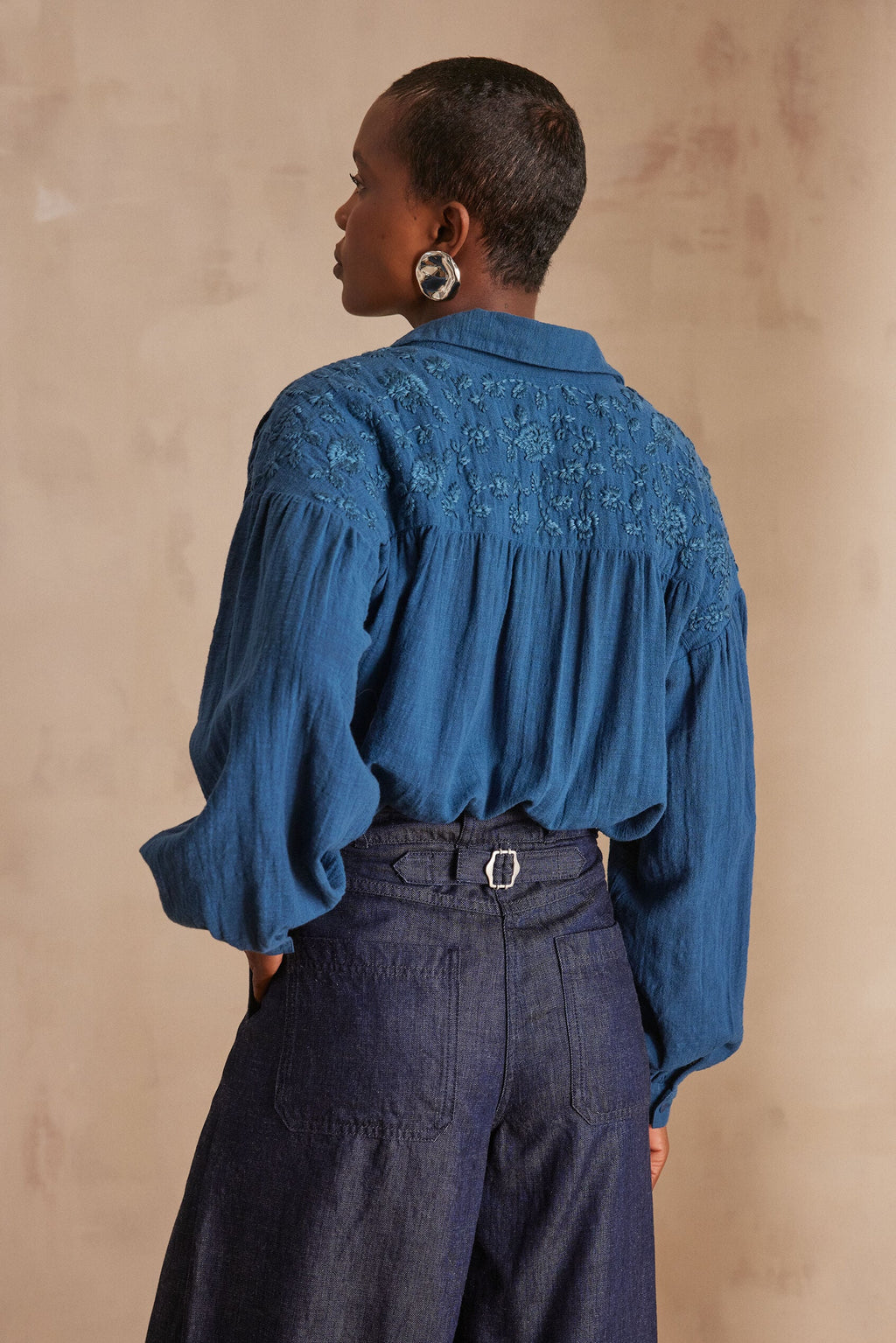 Persée Embroidered Blouse - Blue