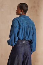 Persée Embroidered Blouse - Blue