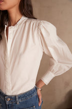 Peyton Embroidered Blouse - Ecru