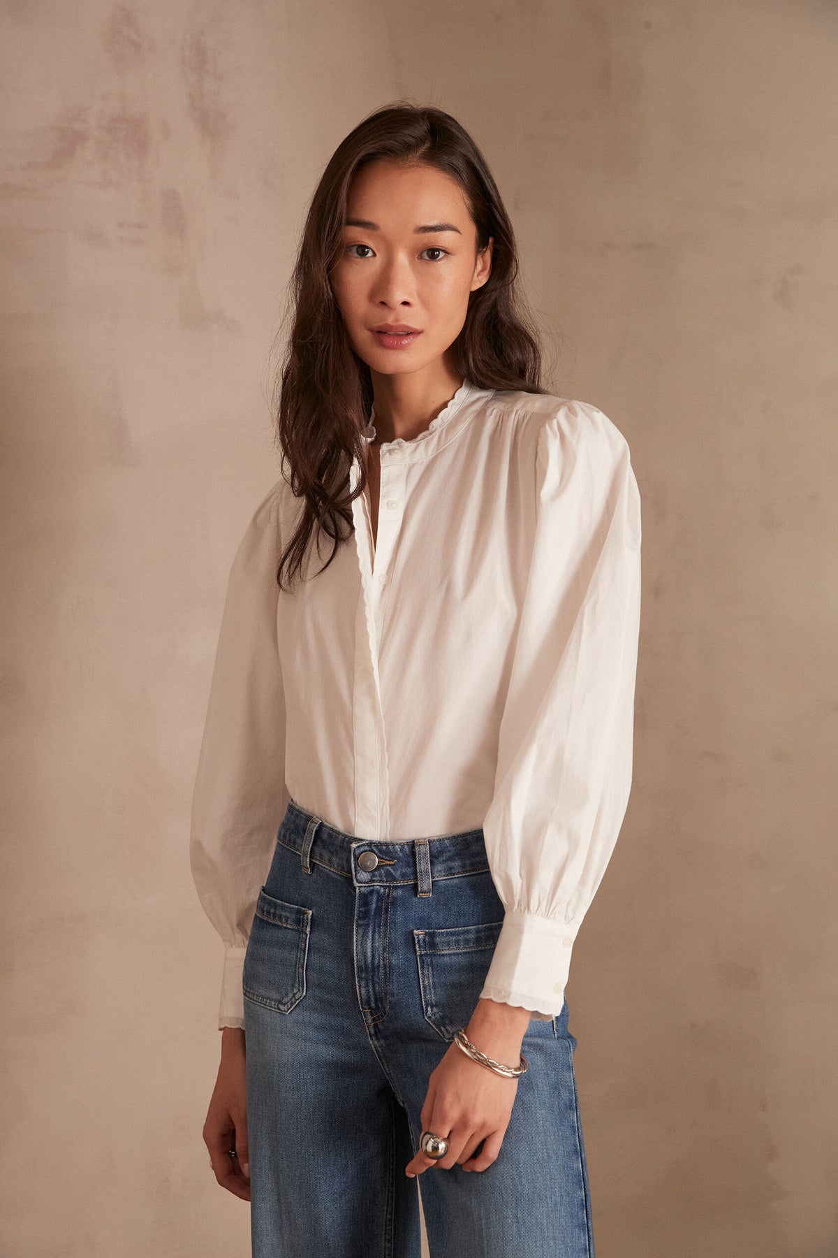 Peyton Embroidered Blouse - Ecru