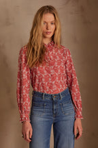 Paulette Embroidered Blouse - Coral