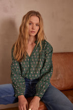 Penny Printed Blouse - Emerald
