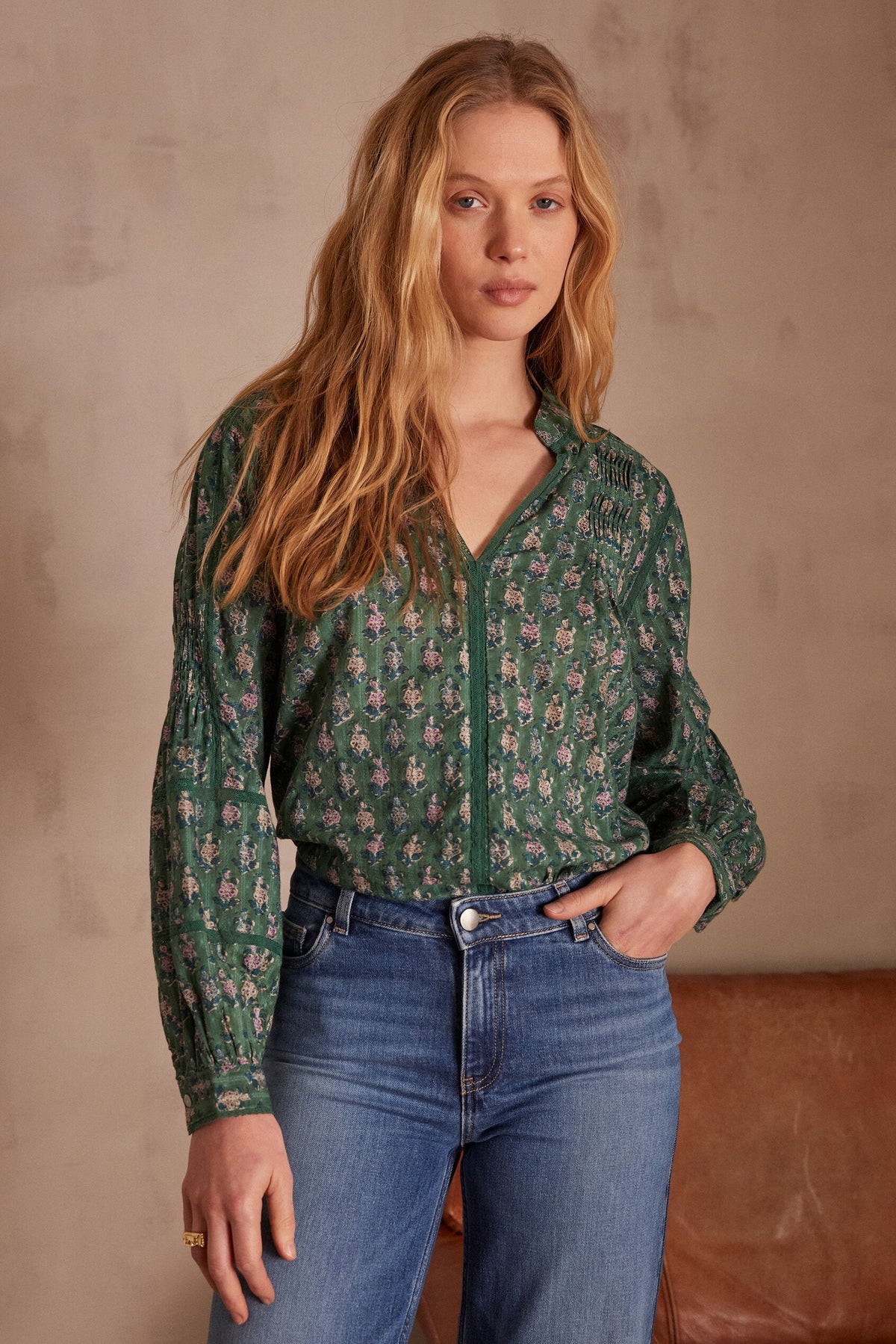 Penny Printed Blouse - Emerald