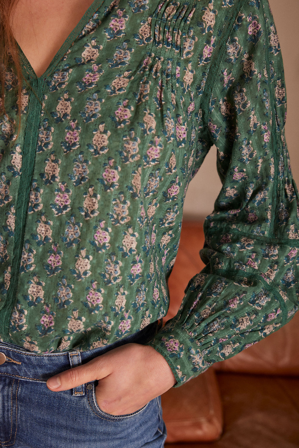 Penny Printed Blouse - Emerald
