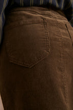 Birdy Velvet Flared Skirt - Khaki