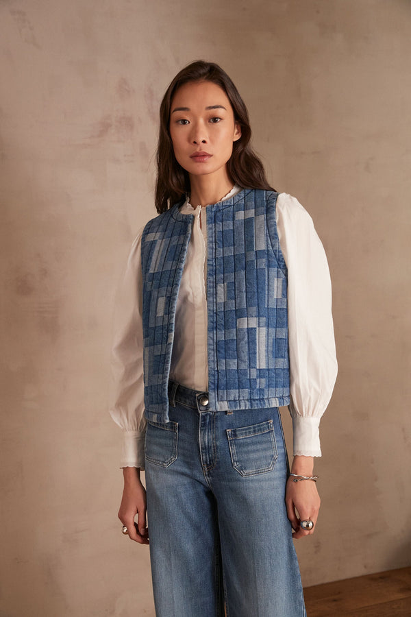 Gilet Soline denim - Licht gewassen