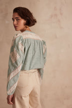 Cathel Embroidered Blouse - Mint