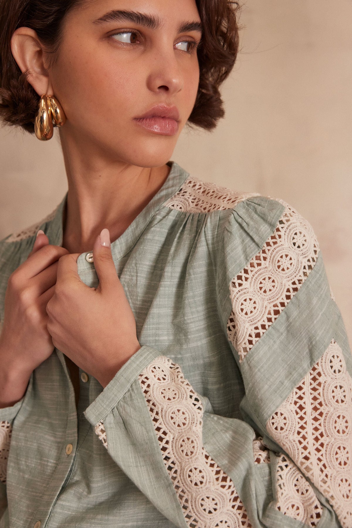 Cathel Embroidered Blouse - Mint