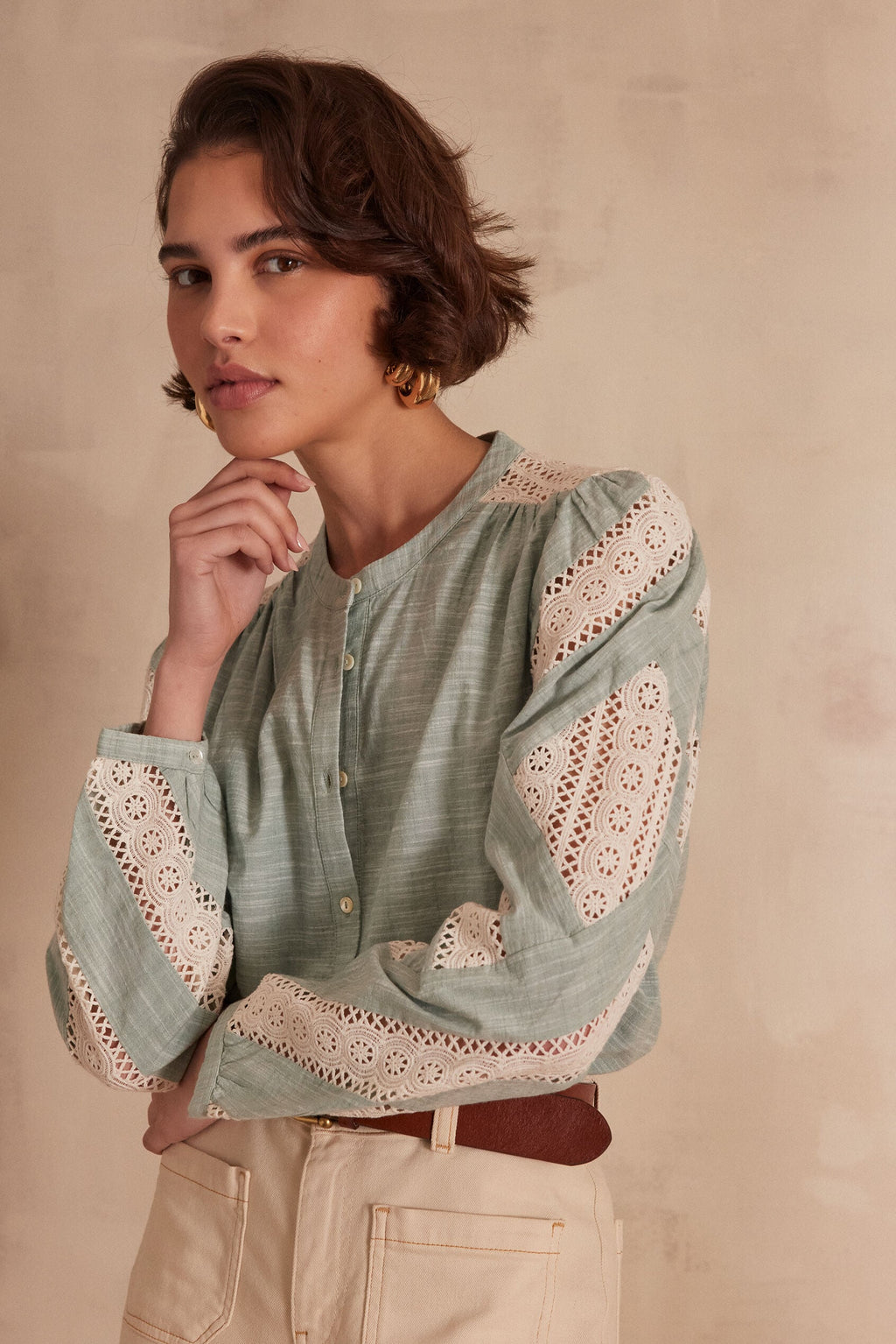 Cathel Embroidered Blouse - Mint