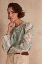 Cathel Embroidered Blouse - Mint