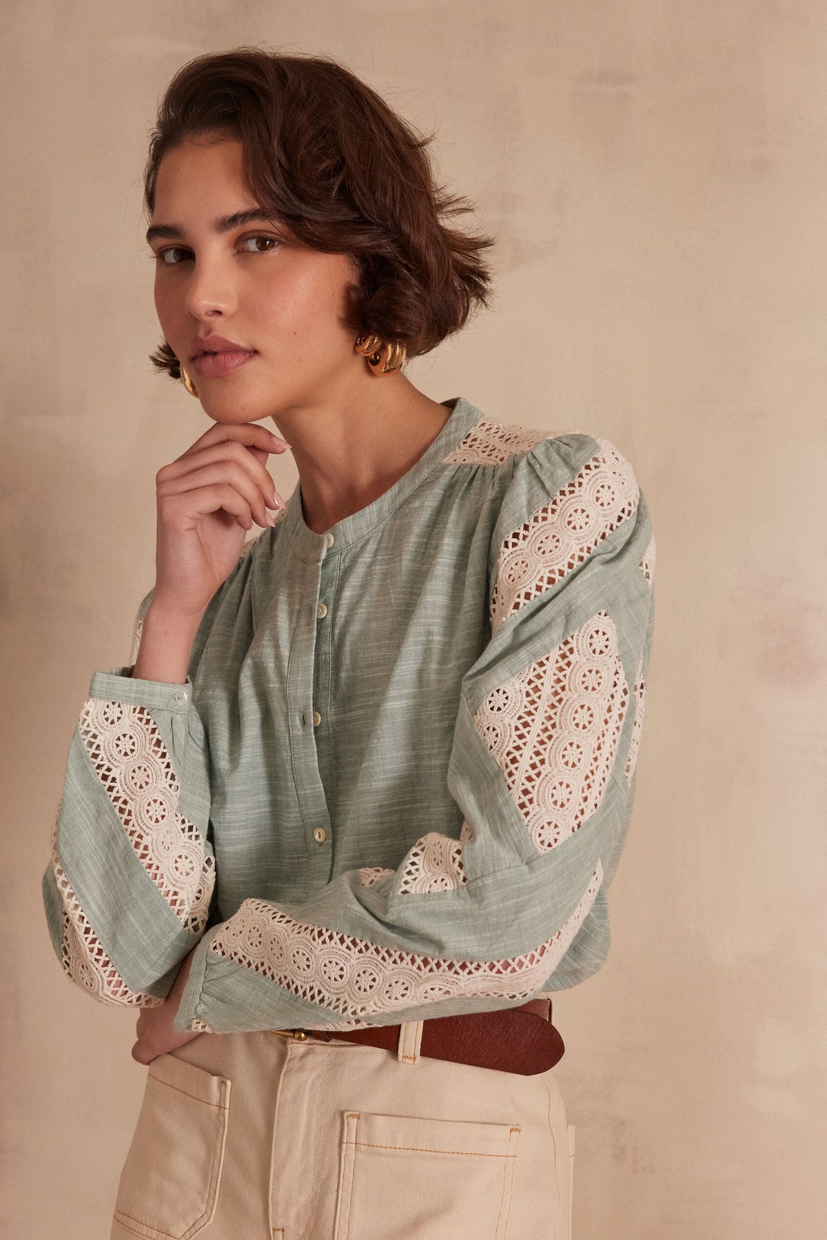 Cathel Embroidered Blouse - Mint