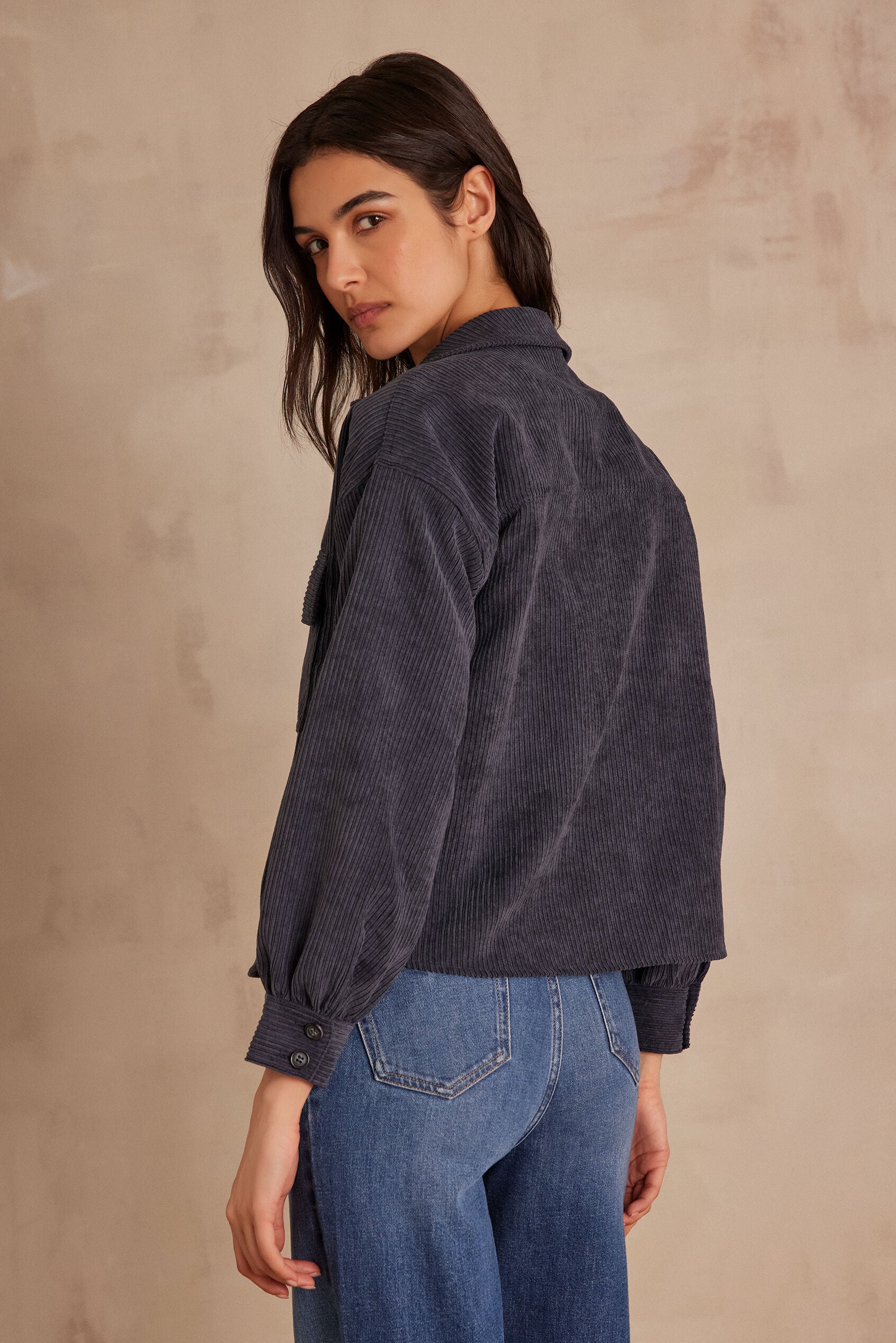 Clara Velvet Blouse - Blue
