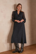 Lara Printed Floaty Dress - Navy