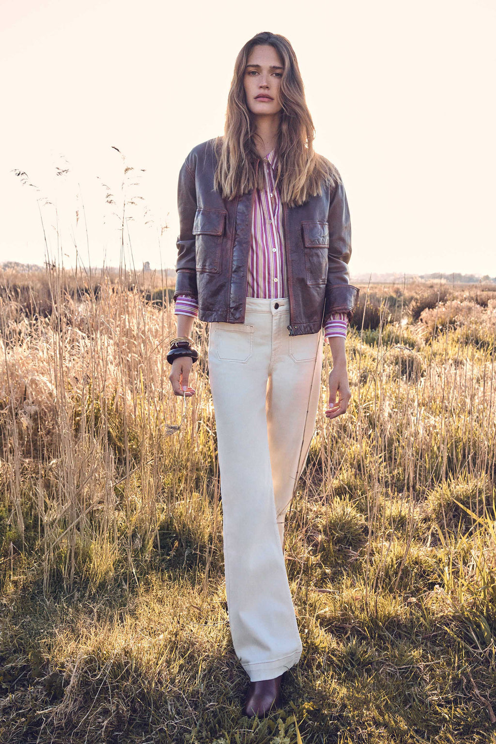 Luna Garment-Dyed Trousers - Cream