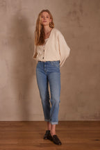 Delia Cropped Denim Trousers - Light Wash