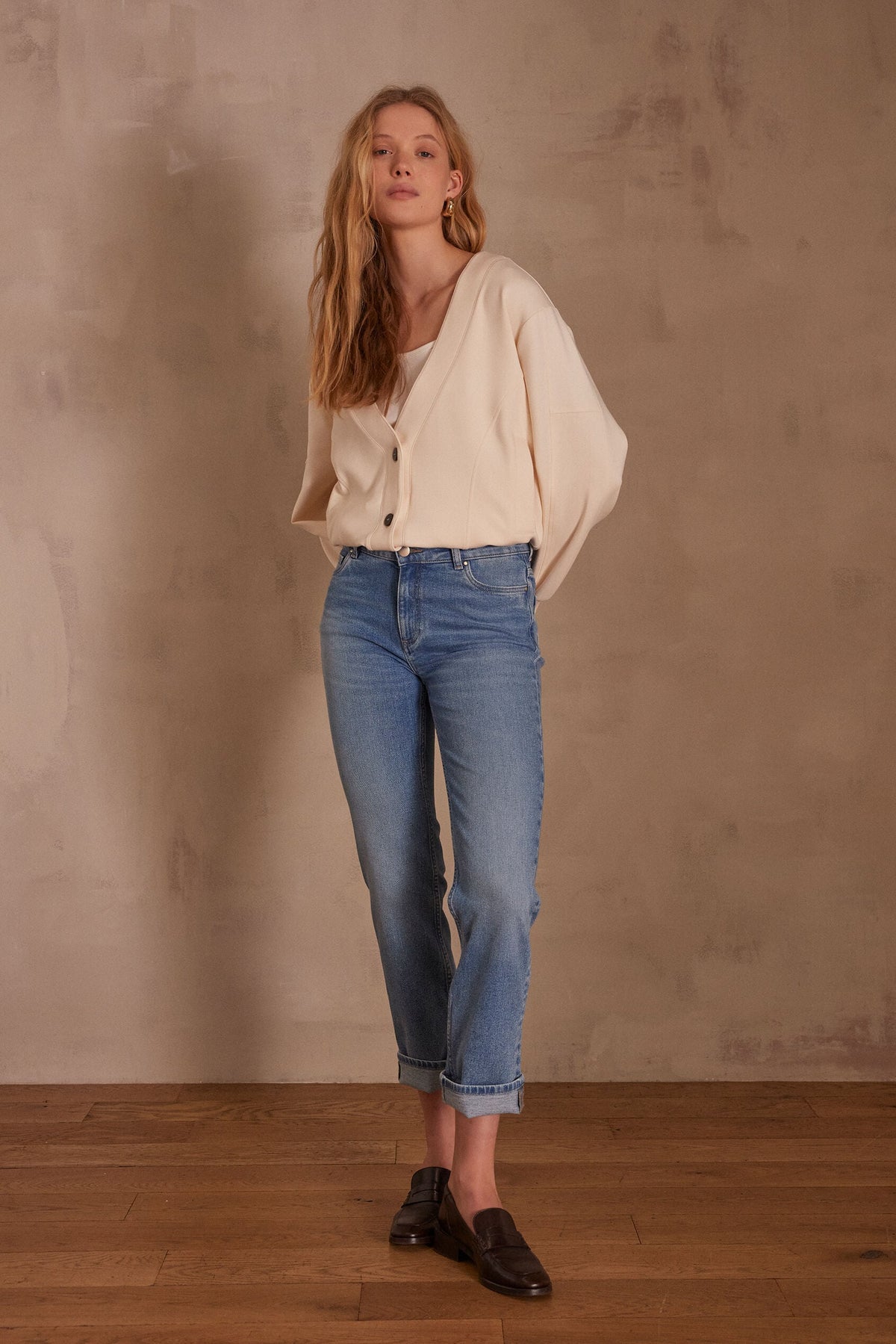 Delia Cropped Denim Trousers - Light Wash