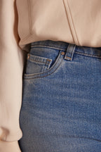 Delia Cropped Denim Trousers - Light Wash