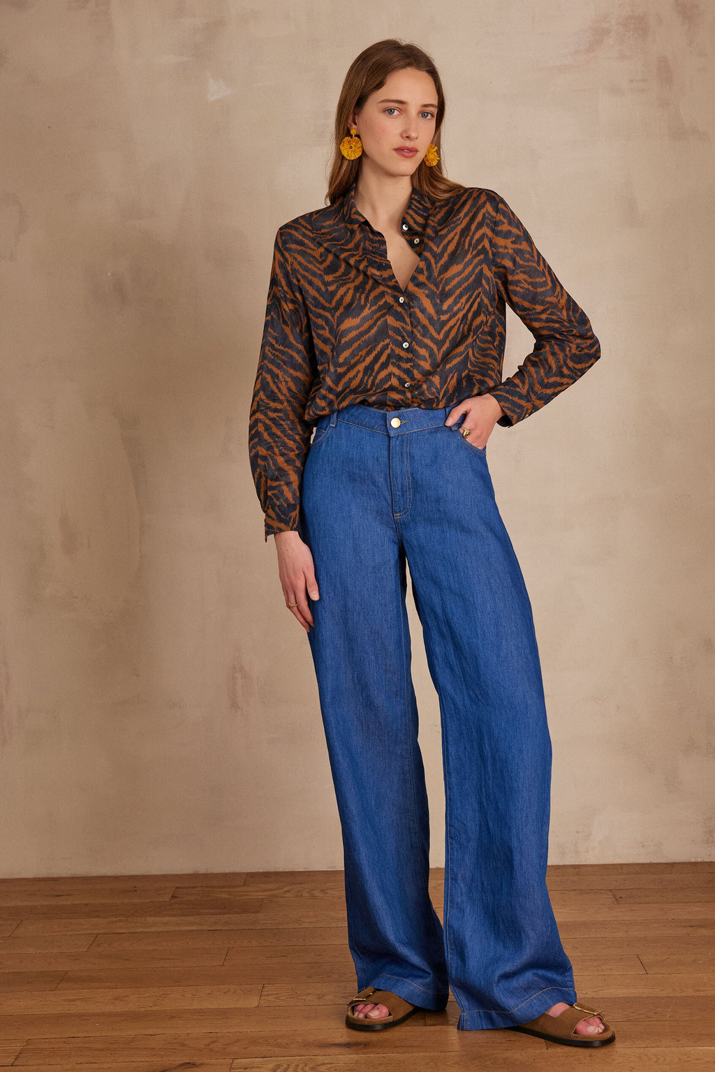 Sandy Bis Wide-Leg Trousers - Dark Indigo