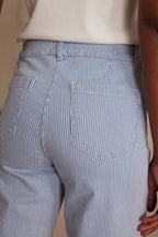 Luna Wide Striped Trousers - Sky Blue