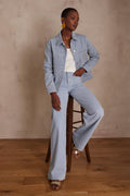 Luna Wide Striped Trousers - Sky Blue