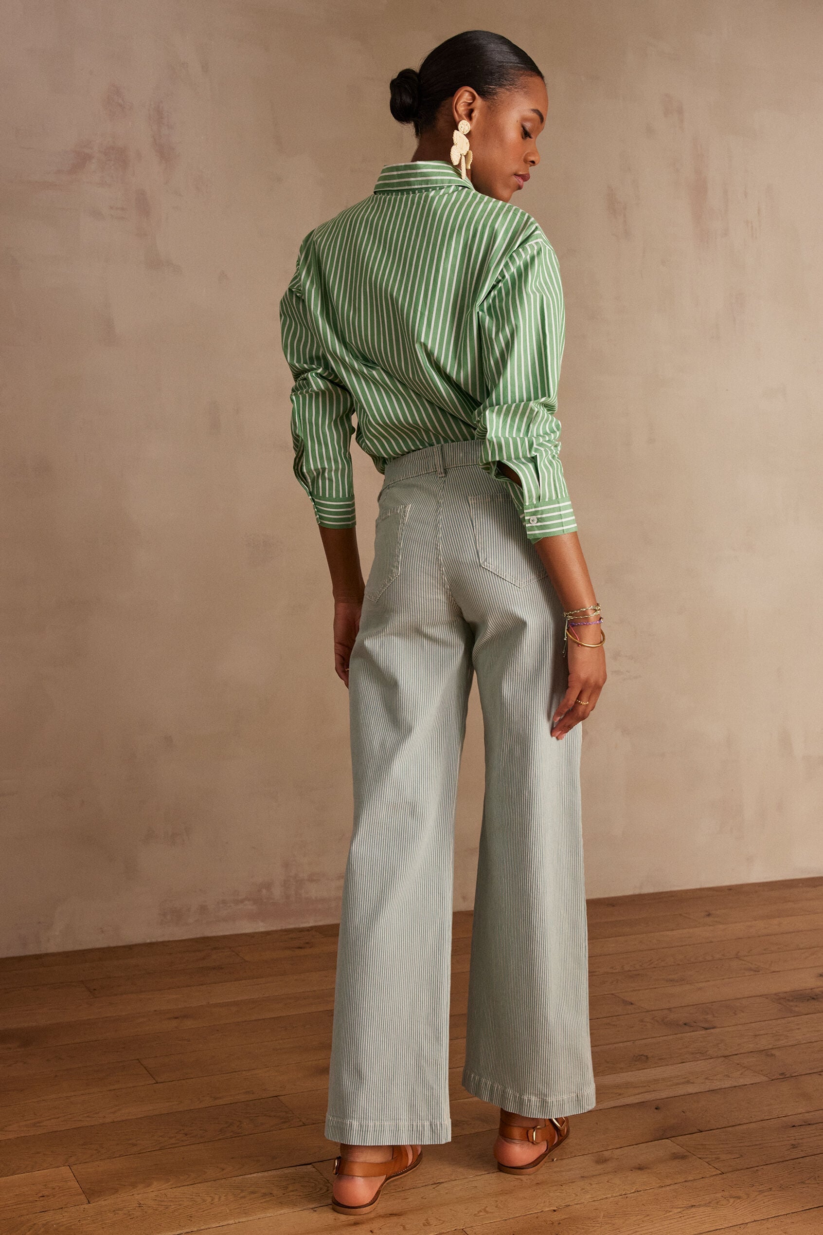 Pantalon Sandy Rayé - Vert Anglais