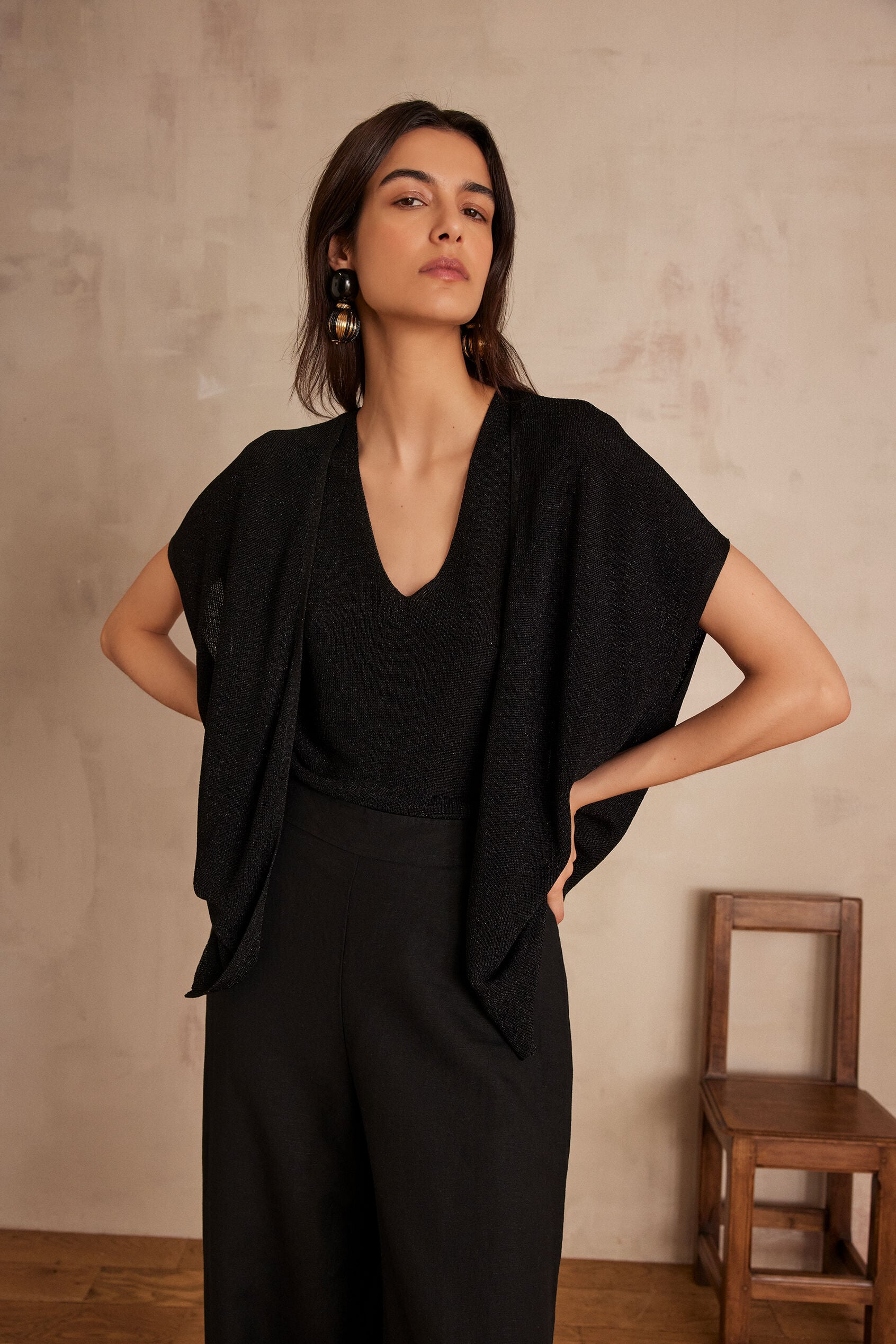 Samantha Waistcoat/Cardigan - Black