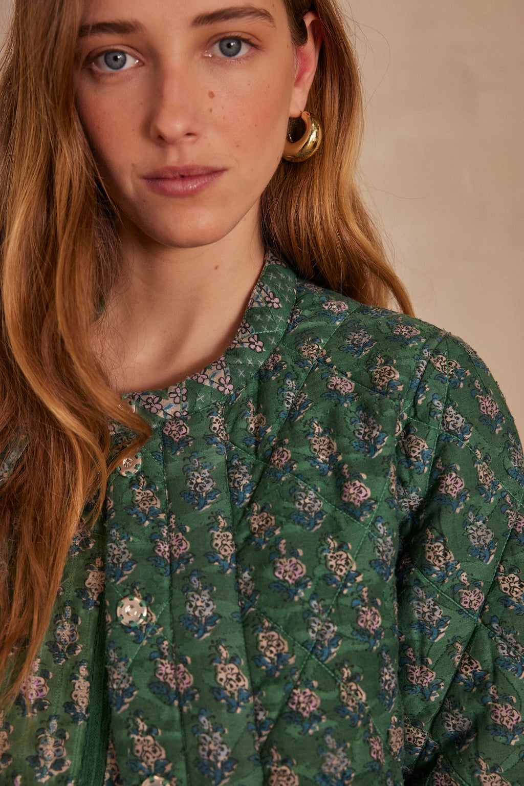 Caline Printed Jacket - Fir Green