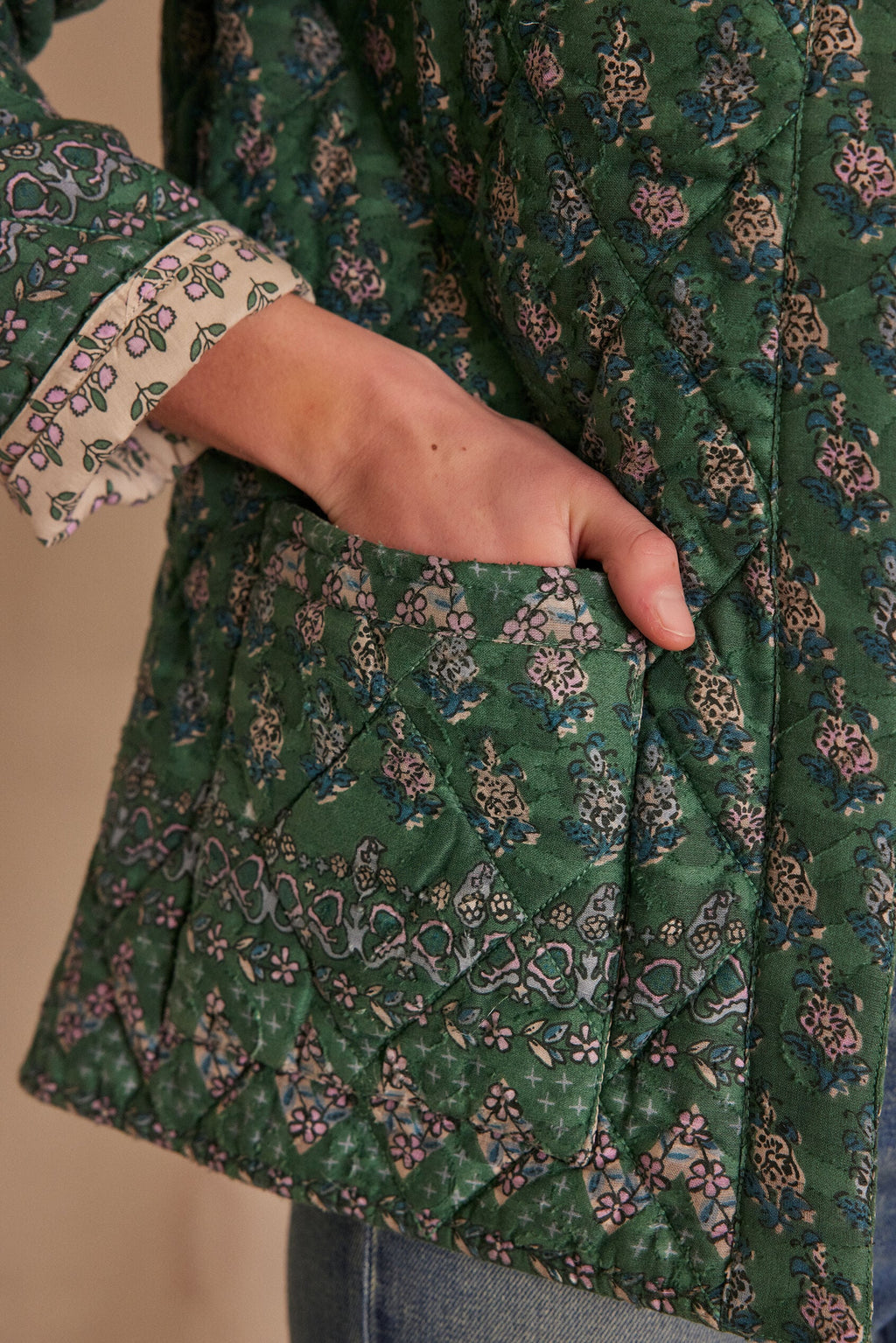 Caline Printed Jacket - Fir Green